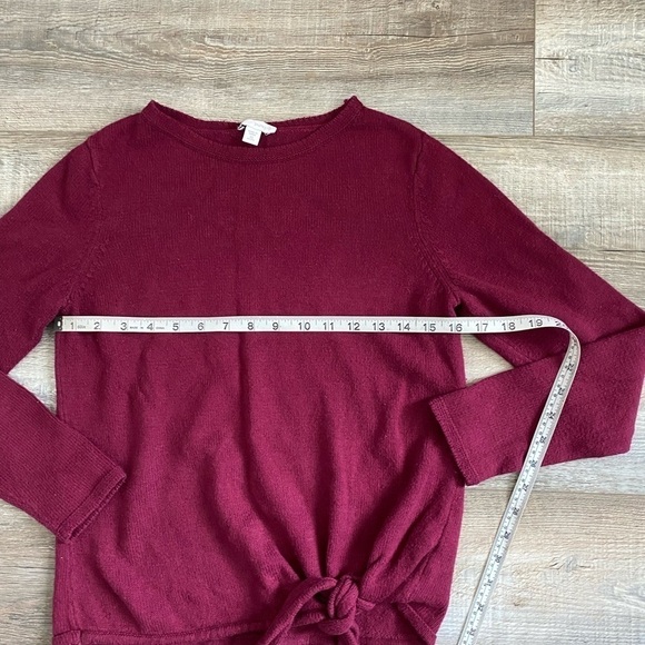 Pure Jill XS Maroon Front Knot Wool Blend Sweater - Picture 6 of 8